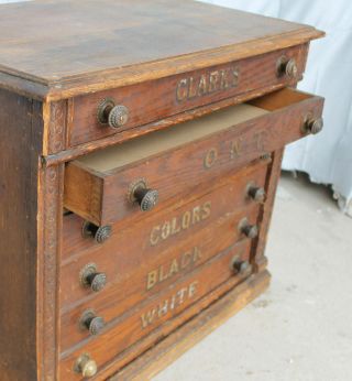 Antique Clark’s ONT Advertising Six Drawer Oak Spool Cabinet Country Store Displ 3