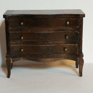 Vintage Dollhouse Miniature Wood Chippendale Style Chest Of Drawers Dresser