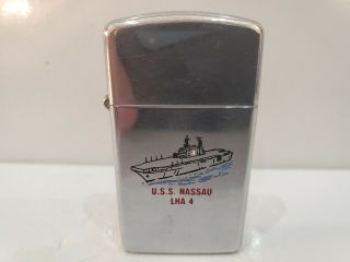 Vintage Zippo Lighter U.  S.  S.  Nassau Lha - 4 Double Sided 3403.  33