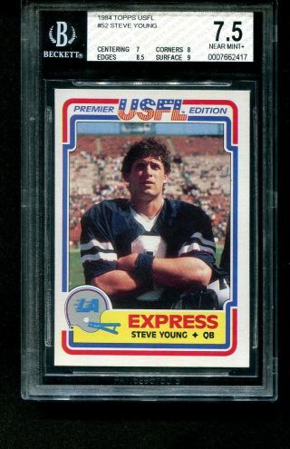 1984 Topps Usfl Steve Young Rookie Rc 52 Bgs 7.  5