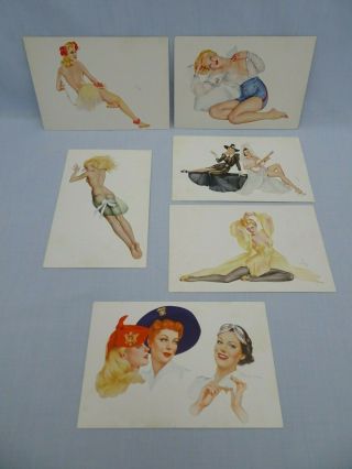 6 Vintage Pin - Up Varga Girl Postcard Photos Esky - Cards 1940s Set 1