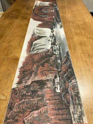 A Chinese Huge Red Landscape Hanging Ink Paintings & Scroll Asian China 20th