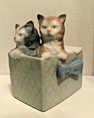 Vintage 1989 Nao By Lladro 2 Cats Kittens In A Gift Box Figurine