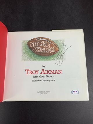 Troy Aikman,  Hof Nfl Dallas Cowboys Autograph Hc Book Psa/dna Grade 10 Gem -