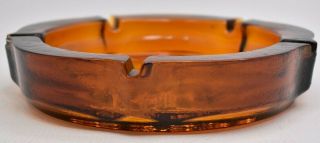 Vintage HUGE Federal Eagle Amber Glass Ashtray HEAVY Mid - Century Modern MCM 2