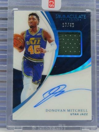 2018 - 19 Immaculate Donovan Mitchell Game Patch Auto Autograph 17/45 P48