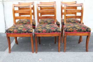 Great Antique Set Of Six English Country Style Walnut Dining Room Chairs 19c