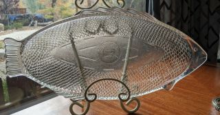 Vintage Glasbake Clear Glass Fish Shaped Baking Serving Dish 18” Made Usa