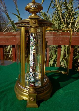 French Gilt Bronze Champlevé Crystal Regulator Mantel Clock VINCENTI & CIE 1890s 6