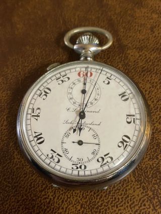 Vintage C.  L.  Guinand Locle Stopwatch Wind Up 7jewels Swiss Made Switzerland