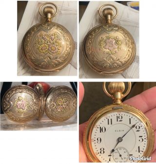 Antique Elgin 14k Solid Gold Pocket Watch 21 Jewels Size 18s Grade 349