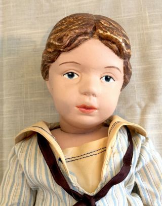 Antique Wood Spring Jointed Schoenhut Girl Doll,  Sailor Outfit - 16 inches 3