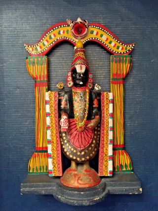 Vintage Paper Mache Indian India Hand Painted Deity Alter Temple Henna Hands