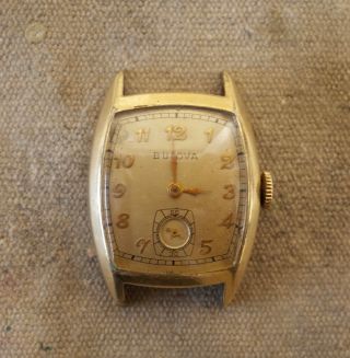 Vintage Bulova 10k Gf Hand Wind 17 Jewels 10ak Wristwatch Runs Keeps Good Time