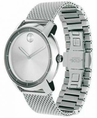 Movado Bold 3600241 Silver Stainless Steel Mesh Band Silver Case Dial 36mm Watch 2