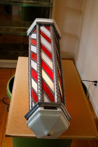 Antique - Koken Illuminated Stained Glass Barber Pole - Model 140 - Circa 1926 5