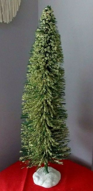 Large Vintage 16 " Flocked Bottle Brush Christmas Tree By Russ Berrie