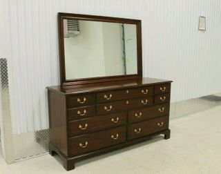 Henkel - Harris Mahogany Chippendale Style Lowboy Dresser W/ Mirror 124