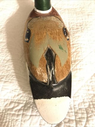 Vintage Antique Carved Wood Duck Decoy,  Glass Eye,  Unsigned.  Paint 3