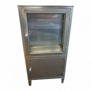 Storage Medical Apothecary Cabinet Of Stainless Steel And Glass With Light