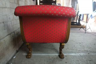 Baker Furniture French Empire Style Sleigh Bench Mahogany Red Love Seat Settee 6