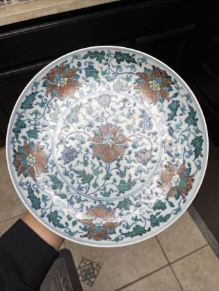 From Old Estate Qing Antique Chinese Doucai Plate Qianlong It Marked China Asian