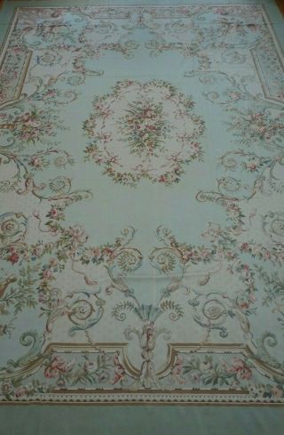 Hand Woven French Aubusson Needlepoint Wool Tapestry Large Rug 11 