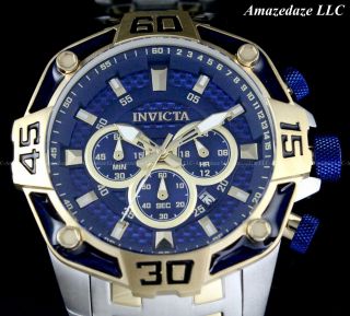 Invicta Men 52mm Pro Diver SCUBA Chronograph BLUE Fiber Glass 2 Tone SS Watch 2