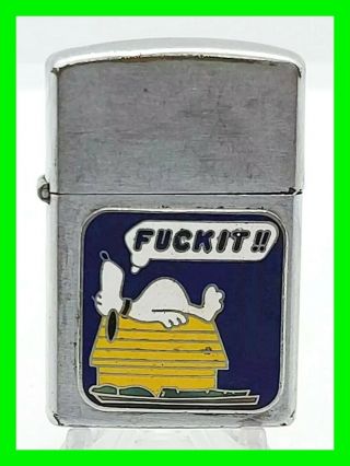 Vintage Vietnam Era " F It " Penguin Lighter Snoopy Enameled Zippo Insert