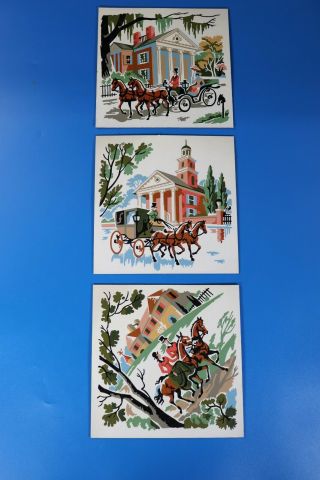 Vtg Paint By Number Horse Pictures Set Of 3