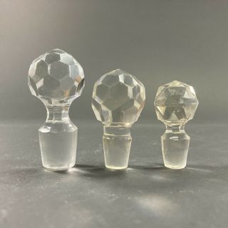 3x Fantastic Small Vintage Crystal Glass Decanter Bottle Replacement Stopper 18