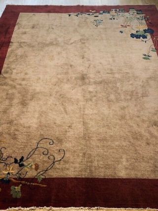 Art Deco Chinese Antique 1920 ' s Hand - Knotted Wool Oriental Rug 8 ' 10 