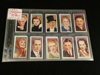 1936 Carreras Film Stars Full 50 Card Set Shirley Temple Fred Astaire Hepburn