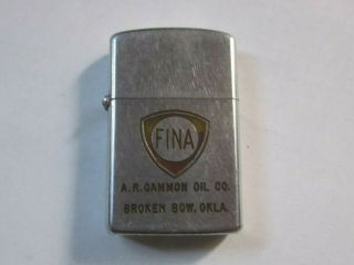 Fina Oil Cigarette Lighter Old Vintage Rare A.  R.  Gammon Broken Arrow Oklahoma Ok