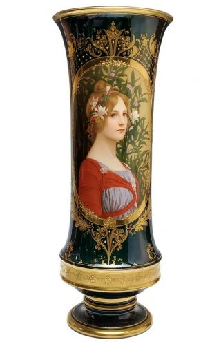 Antique Kpm Royal Berlin Porcelain Portrait Vase Signed Richter 19 1/4 " Tall