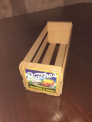Vintage Peaches Records & Tapes Wood 8 Track Or 45 Holder Crate