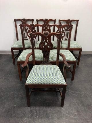 Solid Mahogany Chippendale Dining Chairs By Young Hinkle Link Taylor Set Of 6