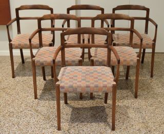 Set Of 6 Sculpted Danish Dining Chairs By Ole Wanscher