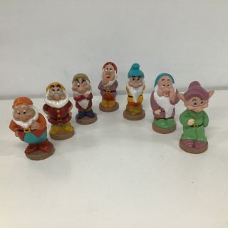 Vtg Walt Disney Snow White Seven Dwarfs Rubber Vinyl Toys Made In China 924