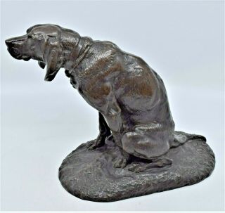 Antique French Bronze Hound Dog Statue Sculpture Signed Emmanuel Fremiet