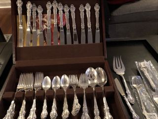 Spanish Baroque By Reed & Barton Sterling Silver Flatware Set Of 12 Plus