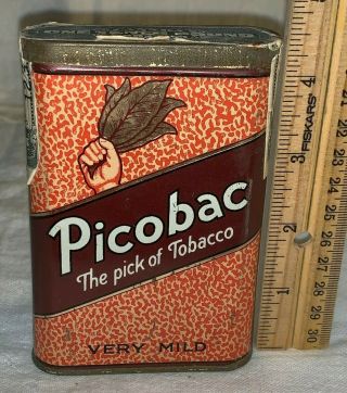 Antique Picobac Tin Litho Tobacco Vertical Pocket Can Country Store Variation 4