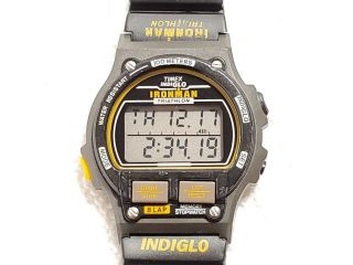 Vintage Timex Ironman Triathlon Indiglo Watch Chronograph Alarm 100 Meters Men 