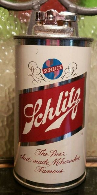 Vintage 1962 Schlitz Beer Can Lighter Euc