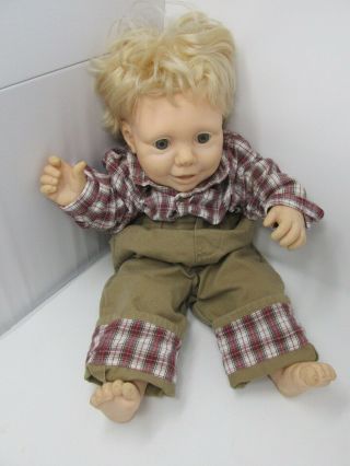 Vintage 1985 J Turner Hasbro Real Baby Boy Doll Heavy Weighted Open Blue Eyes