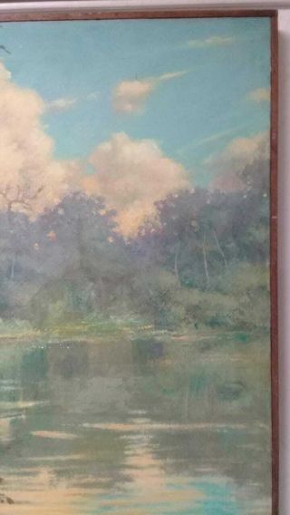 Albert E.  Backus / Landscape.  Antique Oil Canvas painting - Signed 3