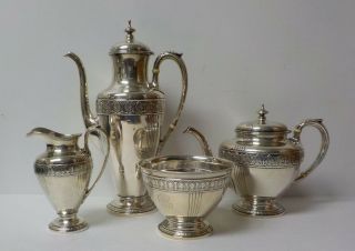Vintage Gorham Athenic Sterling Silver 4 - Piece Coffee / Tea Set,  1810 Grams