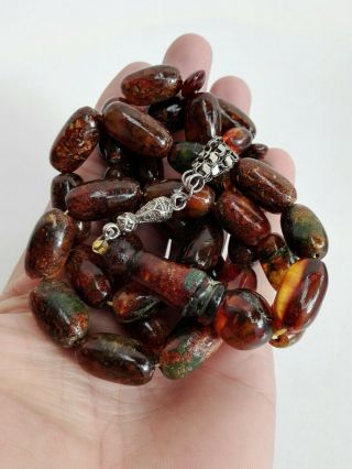 German Amber Prayer Beads Islamic Antique Unique Rosary Tasbih 76 Gr Misbaha Old 6