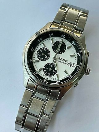 Vintage Seiko Chronograph Stainless Steel Mens Watch With Date,  Ref.  7t92 - 0cc0