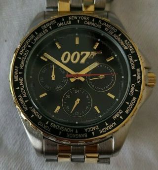 James Bond 007 Special Ltd.  Ed.  Watch By Fossil.  S Steel Band.  Box/tin.  Rare